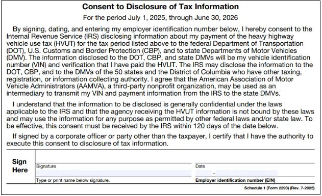 Schedule 1 Form 2290